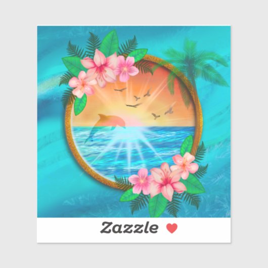 Summer Beach Ocean Vögel fliegen in Himmel und wur Aufkleber (Blatt)