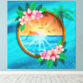 Summer Beach Ocean Vögel fliegen in Himmel und wur Leinwanddruck (Insitu (Holzboden))