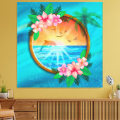 Summer Beach Ocean Vögel fliegen in Himmel und wur Leinwanddruck (Insitu (Wohnzimmer))