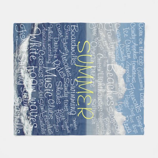 Summer Beach Ocean Waves Typografie Fleecedecke (Vorderseite (Horizontal))