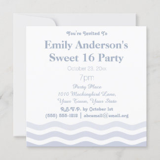 Summer Beach Ombre Blue Waves Sweet 16 Geburtstag Einladung