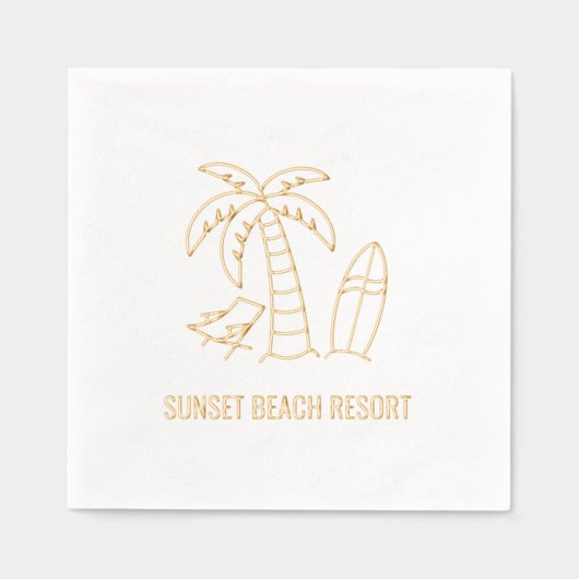 Summer Beach Palm Surfboard Resort Servietten Mit Folie (Vorderseite)