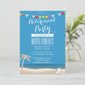Summer Beach Palm Tree Retirement Party Einladung (Stehend Vorderseite)