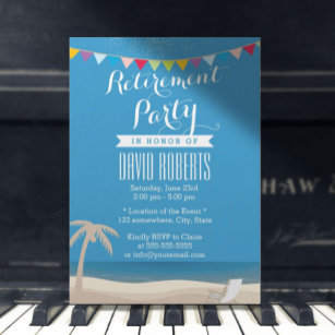 Summer Beach Palm Tree Retirement Party Einladung
