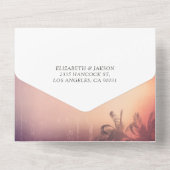 Summer Beach Palm Tree String Lights Wedding RSVP All In One Einladung (Rückseite)