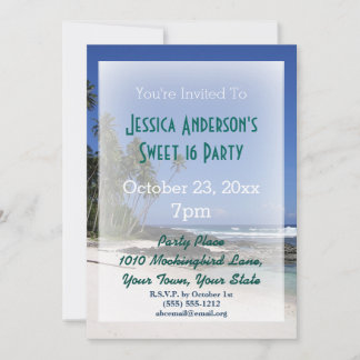 Summer Beach Palm Tree Tropical Sweet 16 Geburtsta Einladung