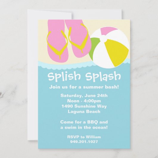 Summer Beach Party Einladung (Vorderseite)