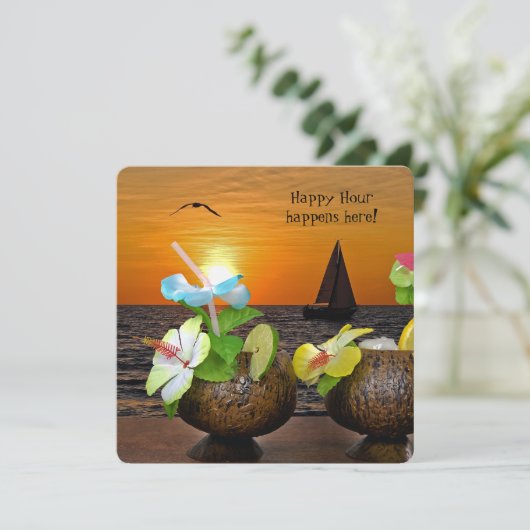 Summer Beach Party laden Einladung (Stehend Vorderseite)