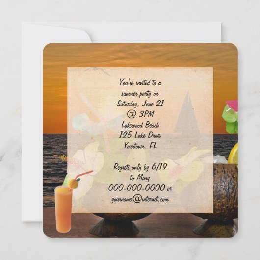 Summer Beach Party laden Einladung (Rückseite)