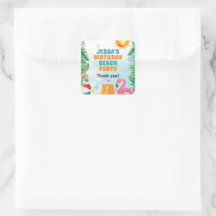 Summer Beach Party Quadratischer Aufkleber