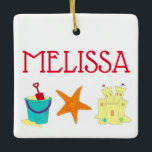 Summer Beach Party Sandcastle Starfish Pail Shovel Keramikornament<br><div class="desc">Das Ornament zeigt eine originale Markierer-Abbildung einer Sandburg,  Seestern und Strandschwanz mit Schaufel. Personalisieren Sie einfach mit Ihren Informationen. Dieses Küstendesign ist auch auf anderen Produkten erhältlich. Sehen Sie nicht,  wonach Sie suchen? Brauchen Sie Hilfe bei der Anpassung? Kontaktieren Sie Rebecca,  um etwas für Sie entworfen zu haben.</div>