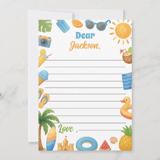 Summer Beach Party Time Capsule Note Card Dankeskarte (Vorderseite)
