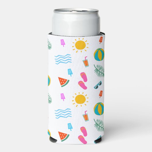 Summer Beach Pattern Cooler Selters Dosenkühler (Seltzer Vorderseite)