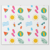 Summer Beach Pattern Geburtstagskorb Geschenkpapier (Flach)