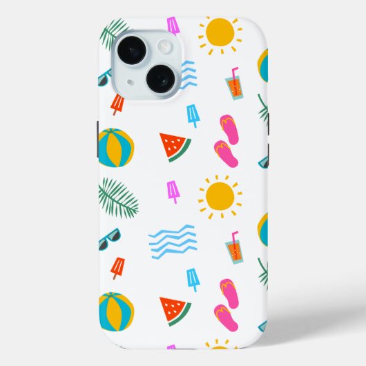 Summer Beach Pattern IPhone 15 Fall Case-Mate iPhone Hülle (Rückseite)