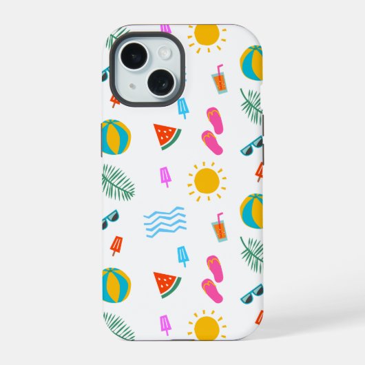 Summer Beach Pattern IPhone 15 Fall Hülle (Rückseite)