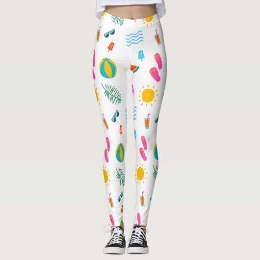 Summer Beach Pattern Leggings (Vorderseite)