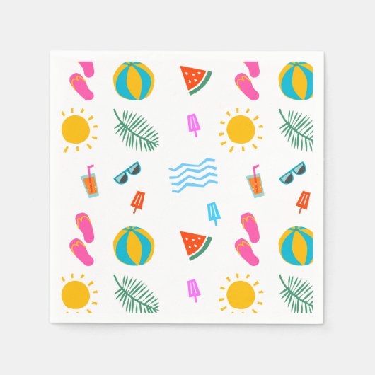 Summer Beach Pattern Paper Napkin Serviette (Vorderseite)