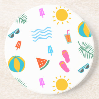 Summer Beach Pattern Sandstone Untersetzer