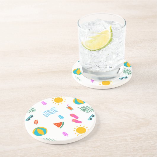 Summer Beach Pattern Sandstone Untersetzer (Seite)