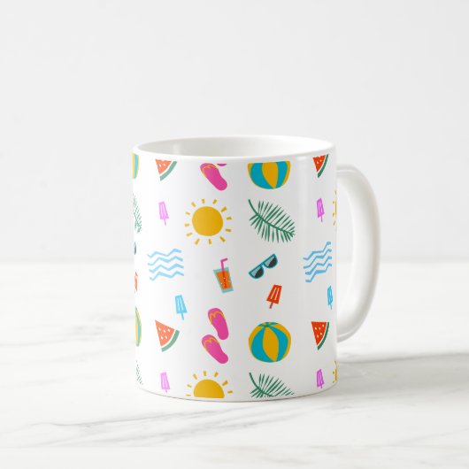 Summer Beach Pattern Tasse (VorderseiteRechts)
