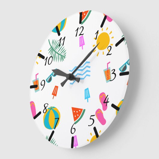 Summer Beach Pattern Wall Clock Große Wanduhr (Winkel)