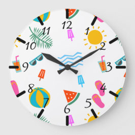 Summer Beach Pattern Wall Clock Große Wanduhr