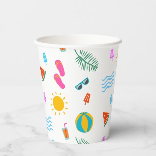 Summer Beach Patterns Paper Cups Pappbecher (Rückseite)