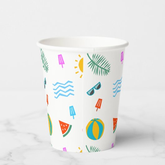 Summer Beach Patterns Paper Cups Pappbecher (Rechts)