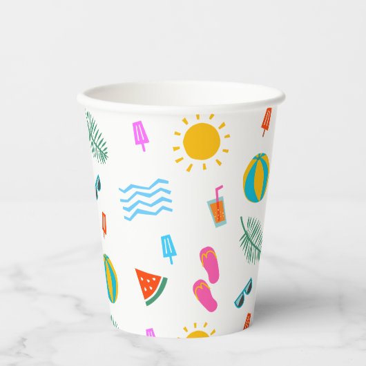 Summer Beach Patterns Paper Cups Pappbecher (Vorderseite)