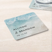 Summer Beach Personalisiert Hochzeit Rechteckiger Pappuntersetzer (angewinkelt)