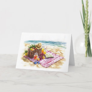 Summer Beach Picnic Watercolor Illustration - Vibr