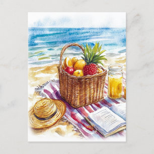 Summer Beach Picnic Watercolor Illustration - Vibr Postkarte