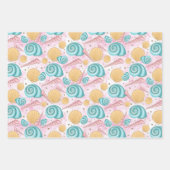 Summer Beach Pink Aquamarin Yellow Seashells Flami Geschenkpapier Set (Vorderseite 3)