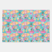 Summer Beach Pink Aquamarin Yellow Seashells Flami Geschenkpapier Set (Vorderseite 2)