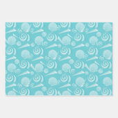 Summer Beach Pink Aquamarin Yellow Seashells Flami Geschenkpapier Set (Vorderseite)