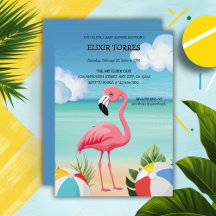 Summer Beach Pink Flamingo Baby Dusche