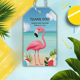 Summer Beach Pink Flamingo Baby Dusche Geschenkanhänger
