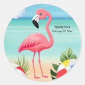 Summer Beach Pink Flamingo Baby Dusche Runder Aufkleber (Vorderseite)