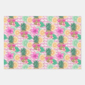 Summer Beach Pink Flamingos Ananas Lemons Geschenkpapier Set (Vorderseite 2)