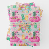 Summer Beach Pink Flamingos Ananas Lemons Geschenkpapier Set (Beispiel)