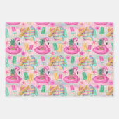 Summer Beach Pink Flamingos Ananas Lemons Geschenkpapier Set (Vorderseite)