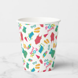 Summer Beach Pool Party Geburtstag farbenfroh Nied Pappbecher