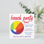 Summer Beach Pool Party Sun Beachball Crab Einladung (Stehend Vorderseite)