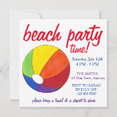 Summer Beach Pool Party Sun Beachball Crab Einladung (Vorderseite)