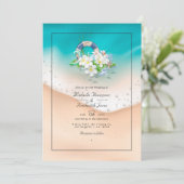 Summer Beach QR Code UAWG Wedding Einladung (Stehend Vorderseite)