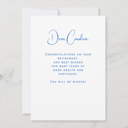 Summer Beach Retirement Congratulations Card (Rückseite)