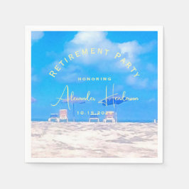 Summer Beach Retirement Party Cocktail Serviette