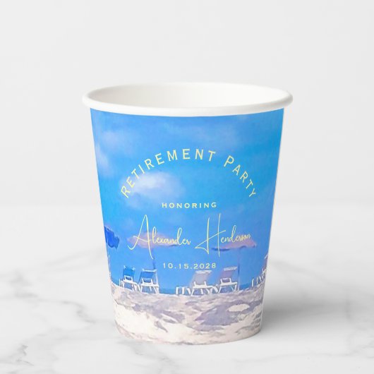 Summer Beach Retirement Party Pappbecher (Rückseite)