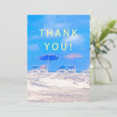 Summer Beach Retirement Party Thank You Card (Stehend Vorderseite)